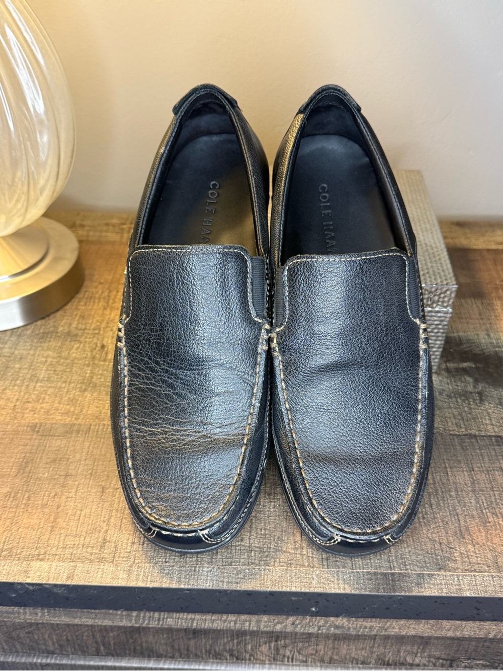Cole Haan Men’s Black Leather Slip On Loafers Driving Moc Comfort Shoes 7.5M